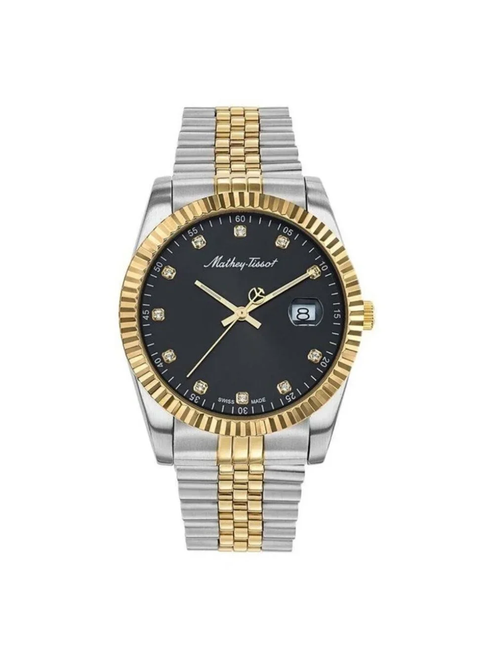 NWT Mathey-Tissot Rolly III Crystal Black Dial Men's Watch